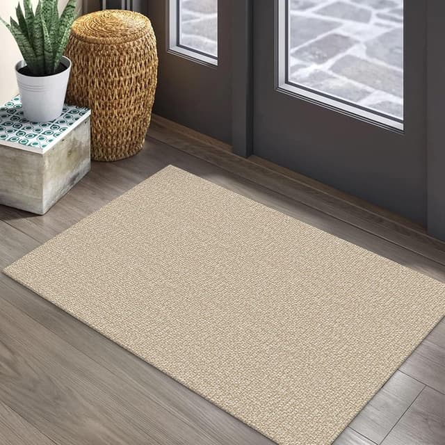Detalle de EARTHALL Small Area Rug 2x3 Ft Washable Entryway Mat with Rubber Backing (Khaki/Beige)
