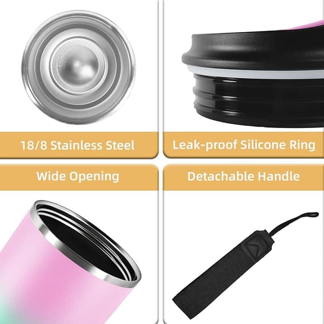 Detalle de Termo Cafe 20oz vaso térmico 18/8, mantiene 8 h frío