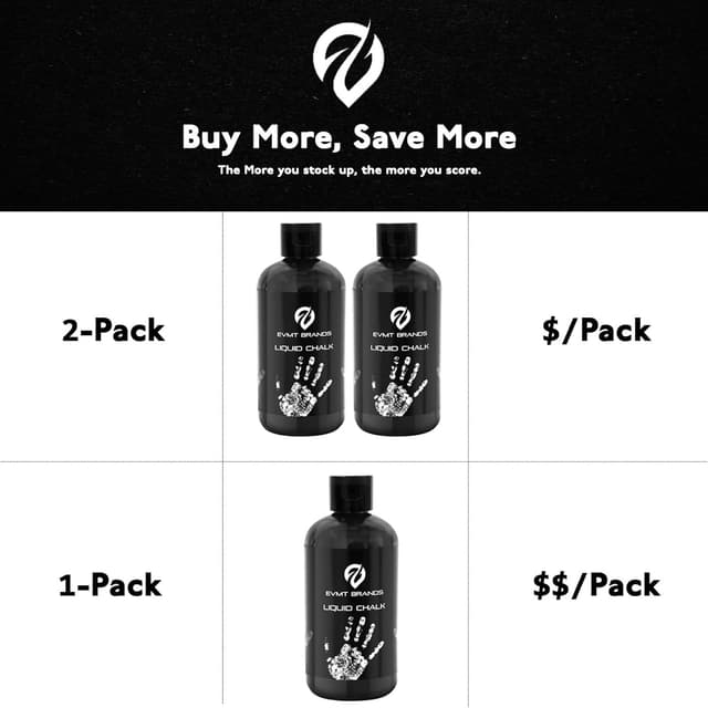 Detalle de EVMT Brands Liquid Chalk (Mess-Free Gym Chalk) for Weightlifting, Gymnastics, Rock Climbing & Dancing