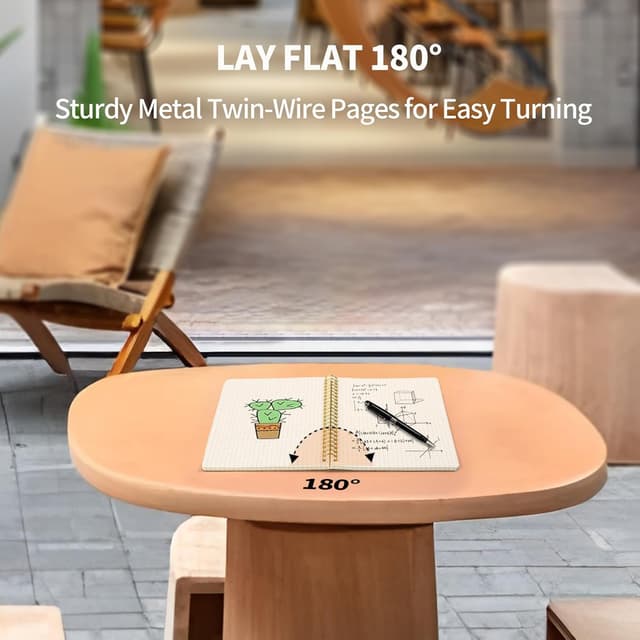 Detalle de VEESUN Notizblock A5 kariert (4er-Set) mit Spiralbindung, Kraft-Cover – 80 Blatt pro Block