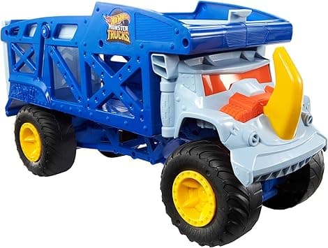 Imagen de Hot Wheels Monster Trucks Rino 🚛 Camión de Transporte y Pista en OfertitasTOP