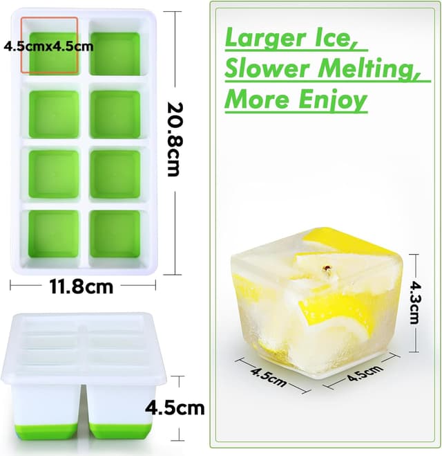 Thumbnail 6 de JRISBO Cubiteras Silicona para Hielo Grande, 2 Piezas