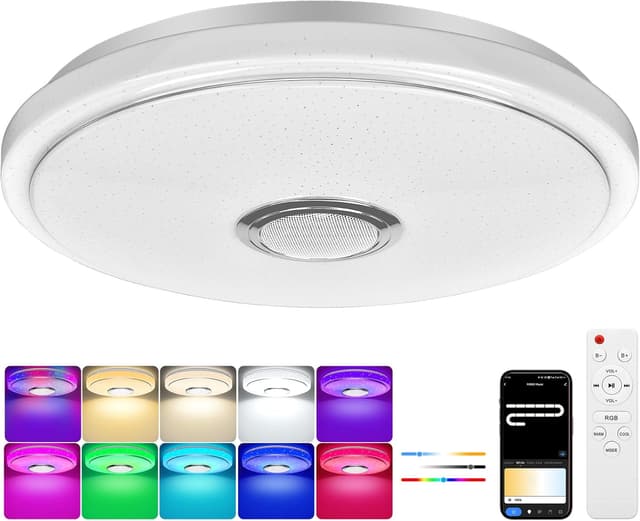 Detalle de OGVDOE Lámpara techo LED 60W RGB con altavoz