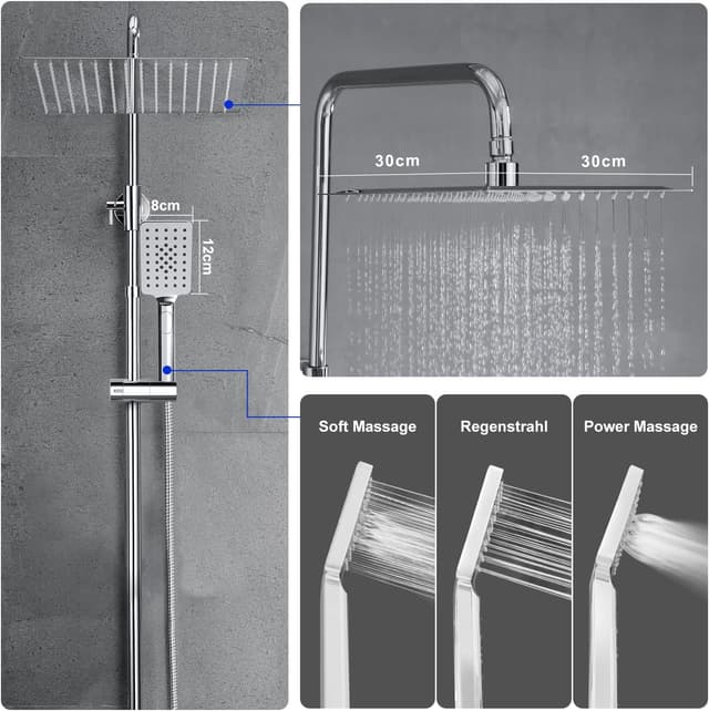 Thumbnail 2 de JOHO 304 Conjunto Ducha 30x30 cm Acero Inoxidable