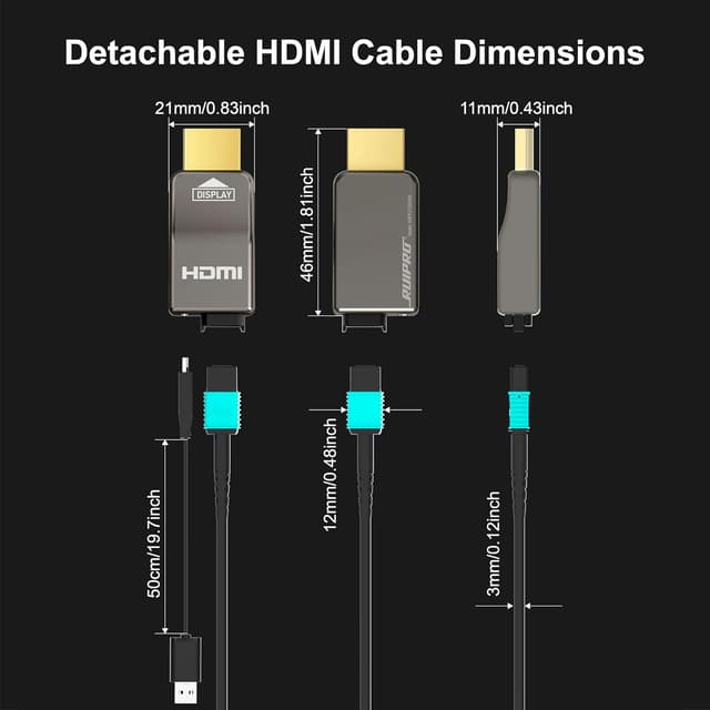 Detalle de RUIPRO Câble HDMI 2.1 fibre optique pure détachable 8K 25 m (48 Gbps) compatible PS5 et Xbox