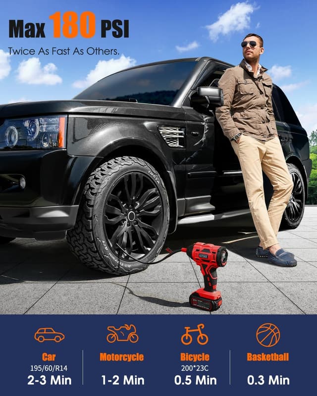 Thumbnail 5 de AUTDER Cordless Tyre Inflator 180 PSI ⛽