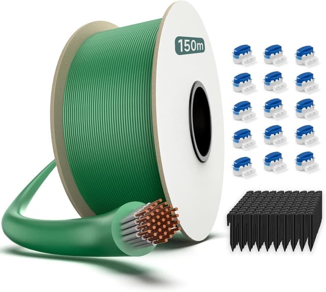 Detalle de HAUSPROFI 150 m Begrenzungskabel Set für Mähroboter inkl. 450 Erdspießen & 15 Verbindern (Ø 2,7 mm)