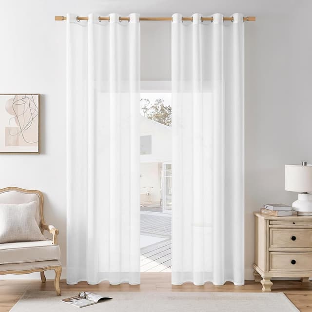 Thumbnail 6 de Softalker Rideaux voilage blanc semi-transparent 140x240 cm (lot de 2) à œillets