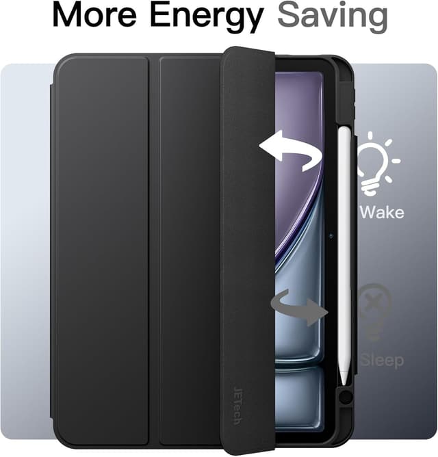 Thumbnail 6 de JETech magnetische abnehmbare Hülle für iPad Air 11 Zoll (M4/M3/M2/5./4.) mit Stifthalter, 360°-Stand und entfernbarer Rückabdeckung (Schwarz)