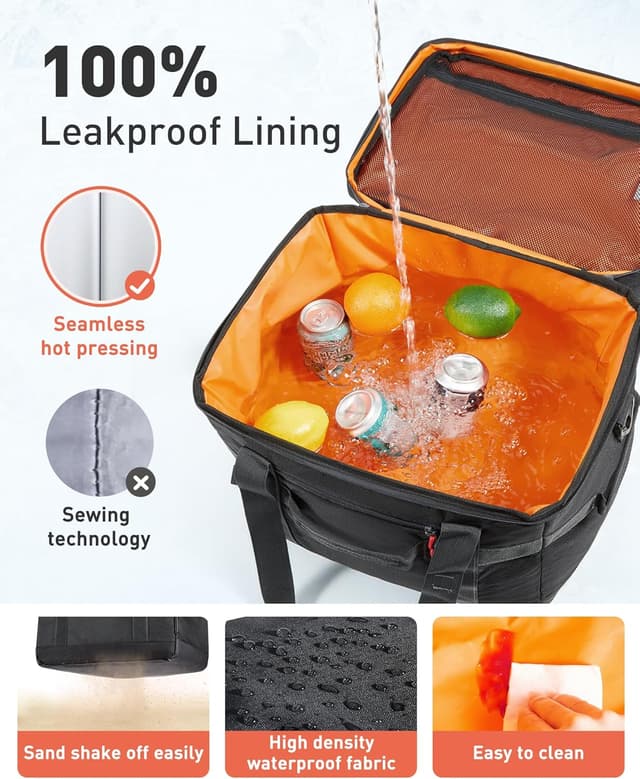 Detalle de TOURIT Soft Sided Cooler Bag (48/60 Cans) — Large Collapsible, Leakproof Insulated Ice Chest for Picnic, Beach, Camping