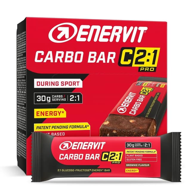 Detalle de Enervit Carbo Bar C2:1PRO Brownie (vegan) – Energieriegel mit 30 g Kohlenhydraten, glutenfrei (12 Riegel)