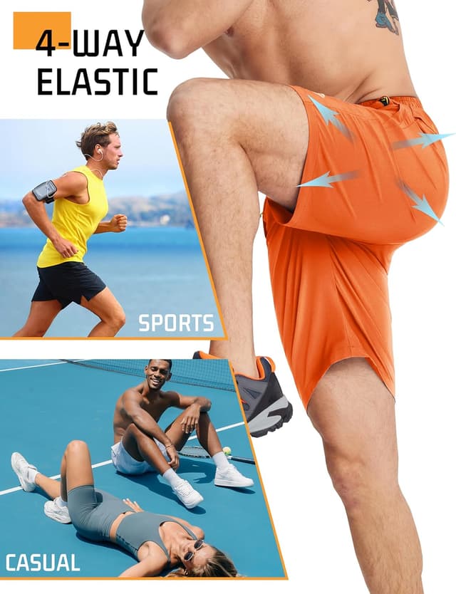 Detalle de TACVASEN men’s quick-drying training shorts with zip pockets