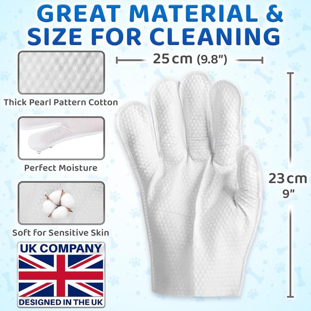 Detalle 2 de EcoEarth Premium Pet Wipes for Dogs & Cats (36 Hypoallergenic Wiping Gloves) — Waterless, lick-safe cleaning