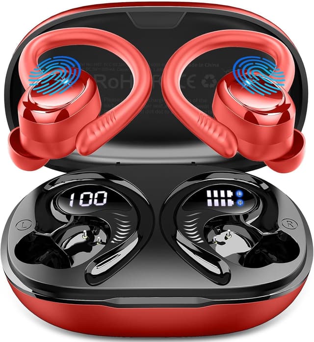 Detalle de Bluetooth 5.4 Sport-Kopfhörer (In-Ear) mit Ohrhaken, IPX7, 6D Stereo und 4× ENC-Mikrofonen