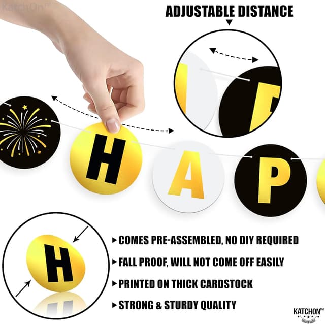 Thumbnail 2 de KatchOn Shiny Happy New Year Banner 10 ft 🎉