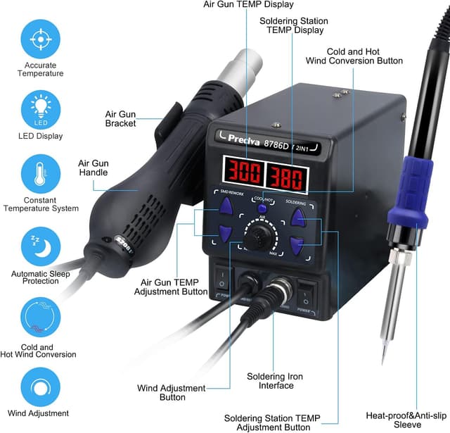 Detalle 2 de Heißluft Lötstation Preciva 8786D mit PID
