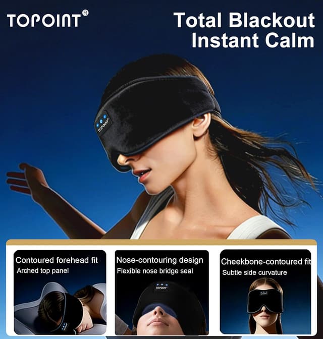 Detalle 2 de TOPOINT Sleep Mask Bluetooth 5.4 sleep headphones
