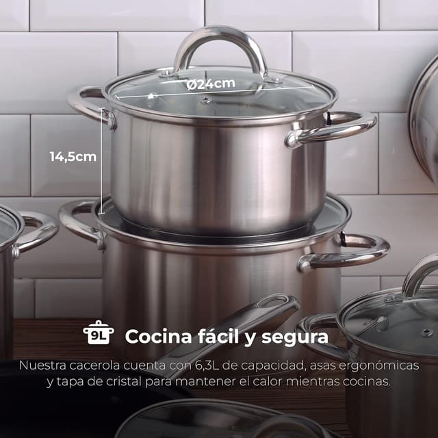 Thumbnail 1 de RENBERG Alexander Cacerola de Acero Inoxidable 6.3L 🍲