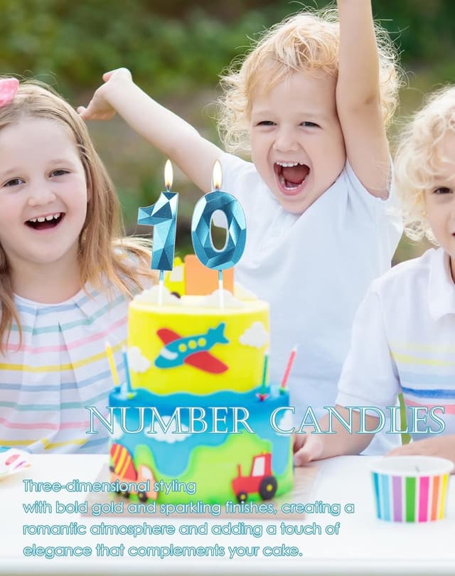 Detalle de Yiran 14th Birthday Candles (Number 14) in Blue – Cake Topper Birthday Candle