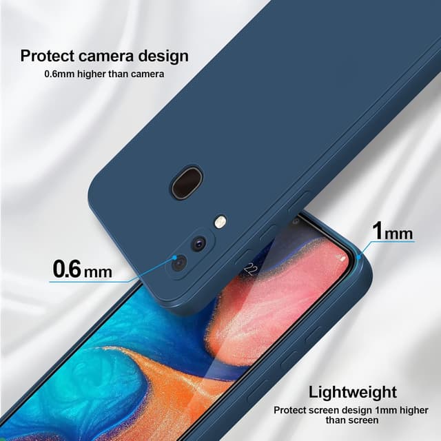 Detalle de GiiYoon Liquid-Silicone-Hülle für Samsung Galaxy A20e – Rundumschutz mit weichem Mikrofaserfutter (blau)