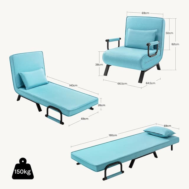 Detalle de WOLTU Schlafsessel 3 in 1 Blau