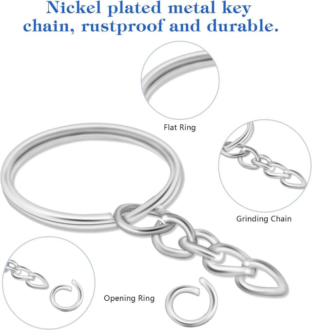Thumbnail 1 de AiQInu 100 Pezzi Anelli Portachiavi con Catena 25 mm