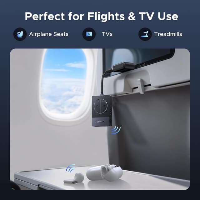 Thumbnail 1 de UGREEN Bluetooth Transmitter for Airplane 19‑Hour Play