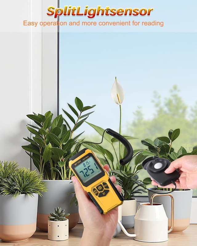 Detalle 2 de URCERI Digital Light Meter with Split Sensor (0–200,000 lux) for Indoor/Outdoor Plants