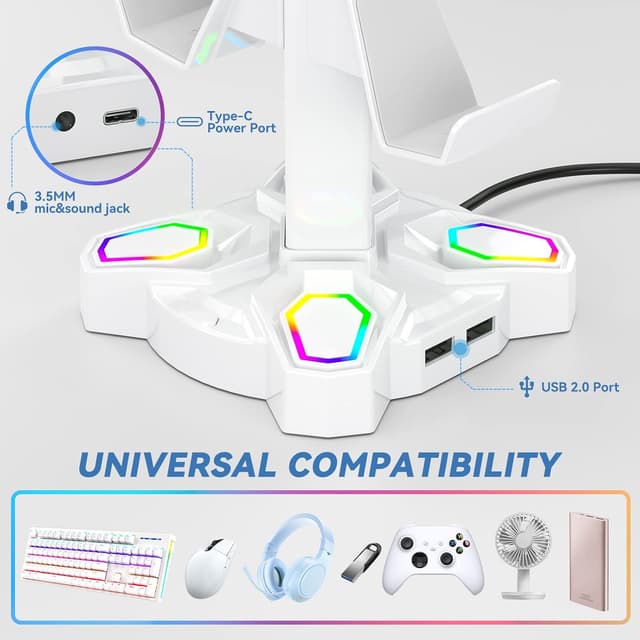 Detalle 2 de KDD Gaming Headphones Stand with 2 USB ports