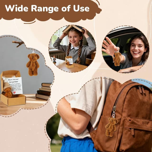 Detalle de Vicloon Orsetto in Scatola, piccolo orsetto tascabile in peluche con biglietto motivazionale (Coffee)