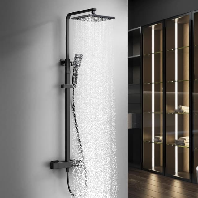 Detalle de HOMELODY Duschsystem mit Thermostat Schwarz