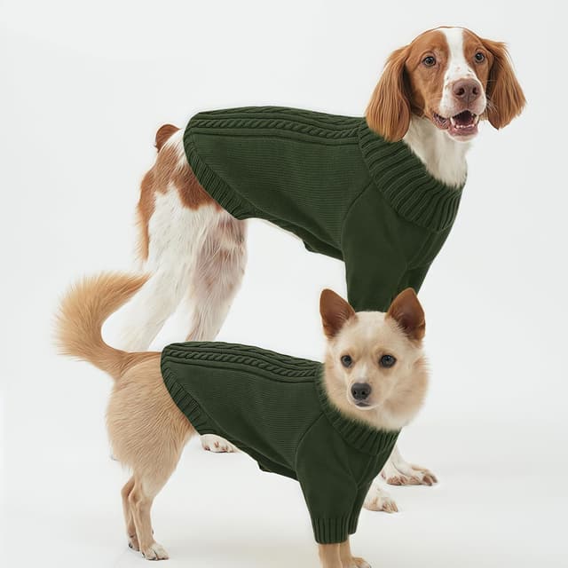 Detalle de KONVINIT Hundepullover Winter Warm & Bequem mit Zopfmuster (XS–2XL) für kompakte Hunderassen