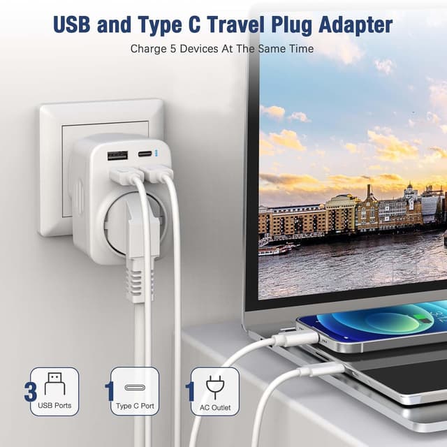 Thumbnail 1 de Hoppac Adaptador de Enchufe EE.UU 5 en 1