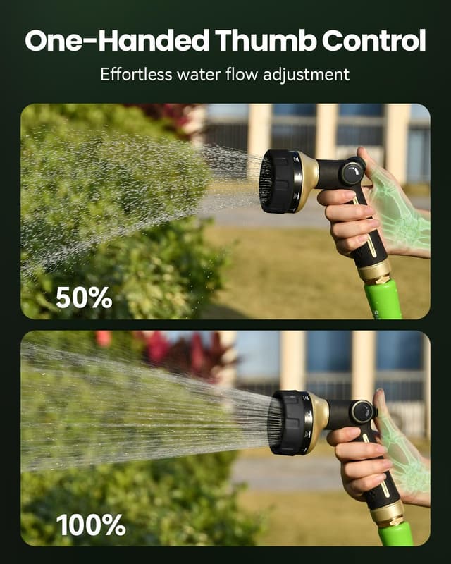 Detalle de RAINPOINT Hose Pipe Spray Gun with Thumb Flow Control – 10 Spray Patterns, Heavy-Duty Metal Nozzle