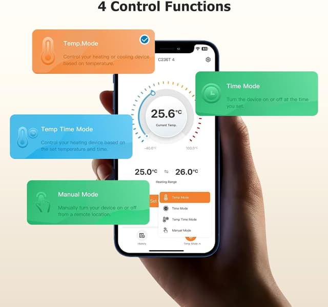 Detalle de Inkbird C236T WiFi Thermostat Plug Socket (Heating & Cooling) with App Control