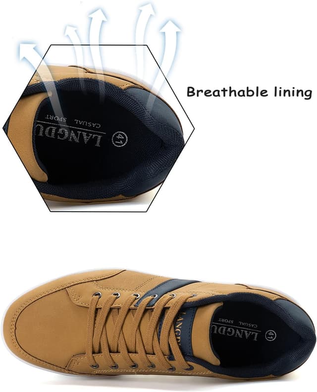 Detalle 2 de LANGDU Baskets homme sneakers casual en toile perforée respirante (41 à 46)