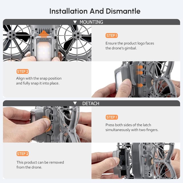 Detalle de STARTRC Neo 2 : train d’atterrissage éclairé pour DJI Neo 2 (augmentation de hauteur)