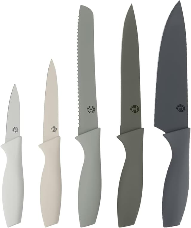 Detalle de MasterChef Set de Cuchillos de Cocina 🧑🍳 5 Piezas Acero Inoxidable