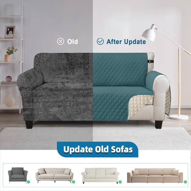 Detalle de Jaotto Copridivano Impermeabile 3 Posti con Braccioli, trapuntato e con tasche laterali (verde)