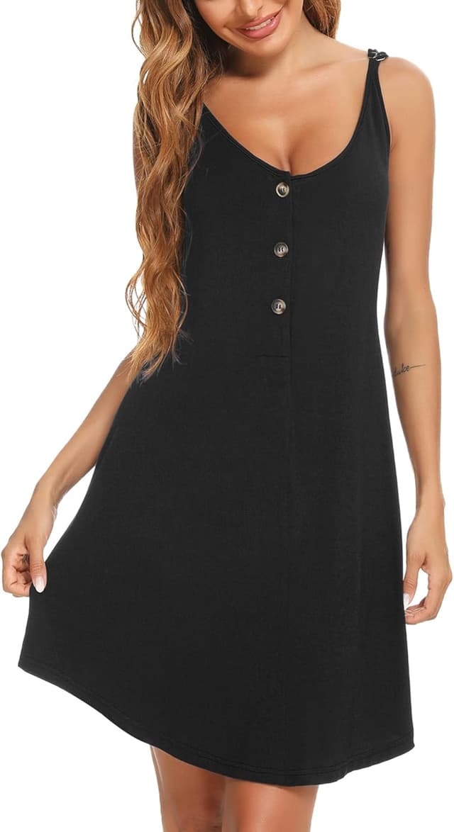 Detalle de Aseniza Stillnachthemd Damen „Umstandsnachthemd“ aus Baumwolle, Kurzarm mit V-Ausschnitt und Knopfleiste (Größe 46)