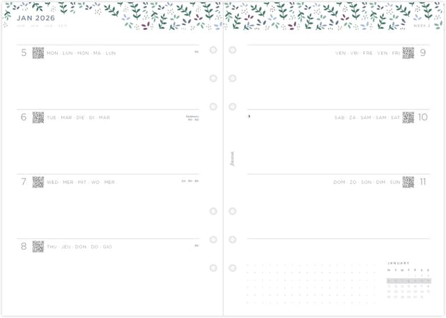 Thumbnail 1 de Filofax Garden Week to view A5 2026 Einlage