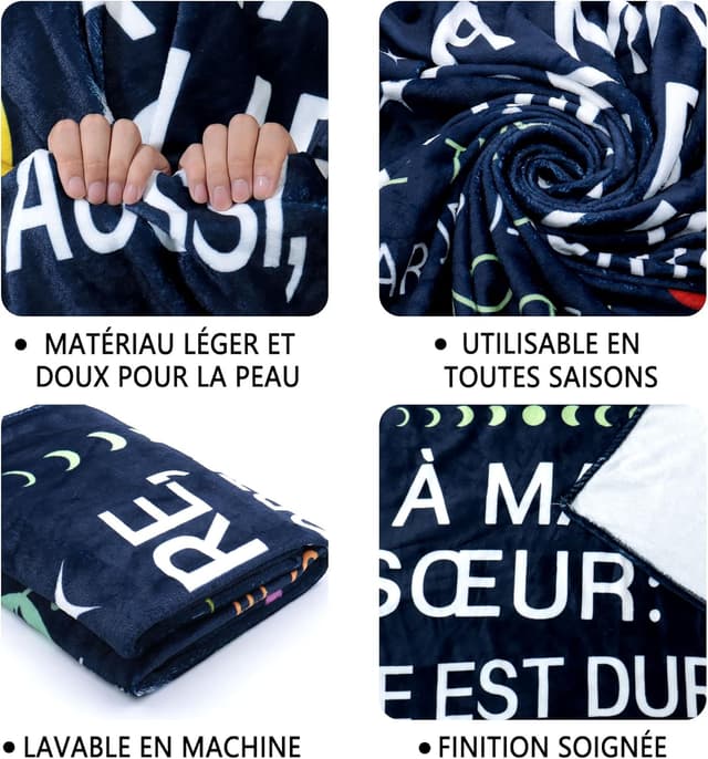 Detalle 2 de Amorea À ma Meilleure Amie La Vie est Dure… plaid couverture en flanelle (150 x 130 cm)