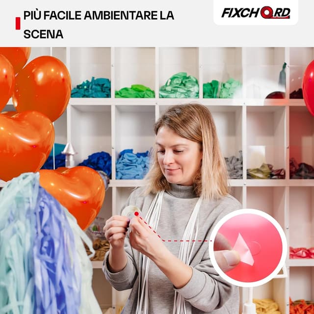 Detalle de FIXCHORD punti di colla biadesivi per palloncini, 600 pezzi double face removibili