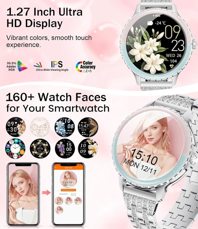 Detalle de LIGE Smart Watch Women Phone Call 1.27" HD Round ❤? Wait.