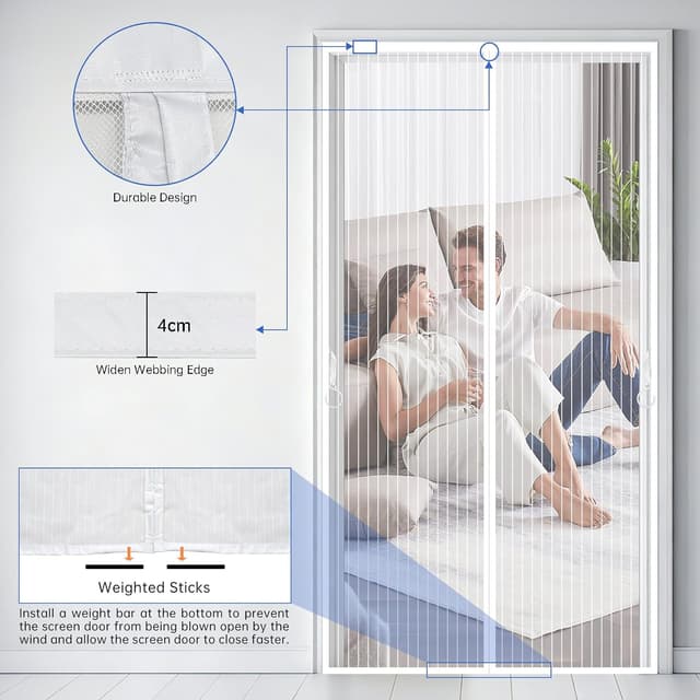 Detalle de JIANJIAO zanzariera magnetica 85x230 cm