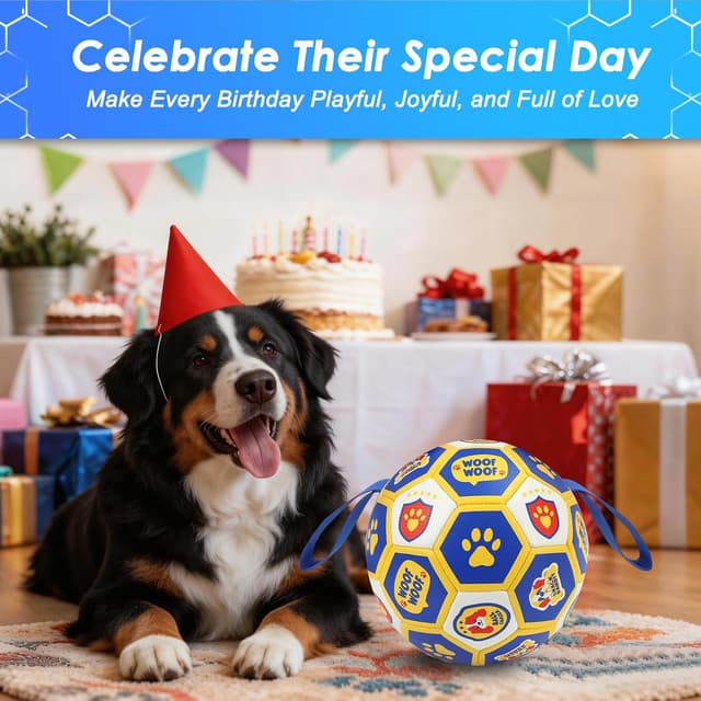 Detalle de Vivifying Fußball-Hundespielzeug 8 Zoll (World Cup Edition) mit Luftpumpe – interaktiver Ball für drinnen & draußen