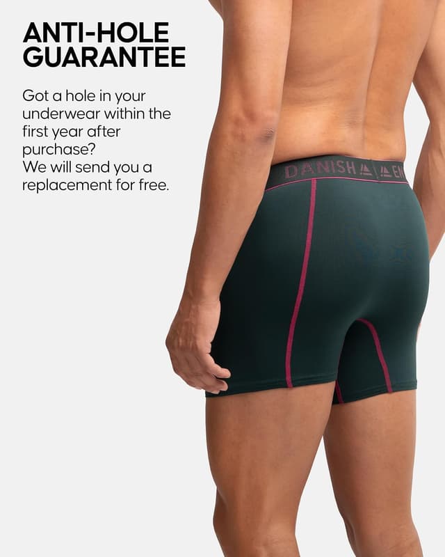 Detalle 2 de Danish Endurance Mens Boxers (3 Pack) – Anti-Chafe, Moisture Wicking Sports Underwear (Long Leg or Regular)
