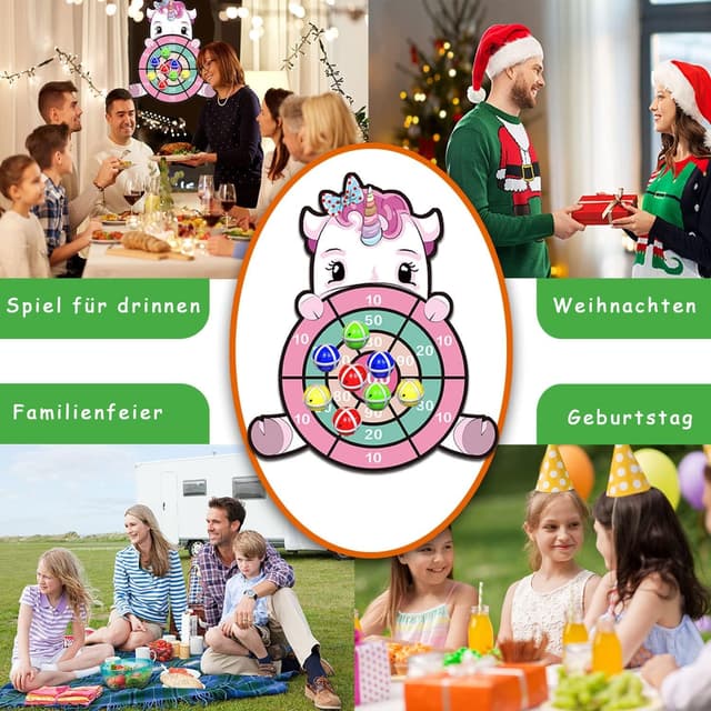 Thumbnail 6 de Einhorn Dartscheibe Kinder – 63 cm Wurfspiel mit 12 Klebebällen, für Mädchen ab 3 Jahren