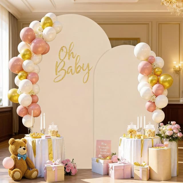 Detalle de Copertura per arco nuziale per sfondo e telaio ad arco (Beige, 6–6.6–7.2FT)