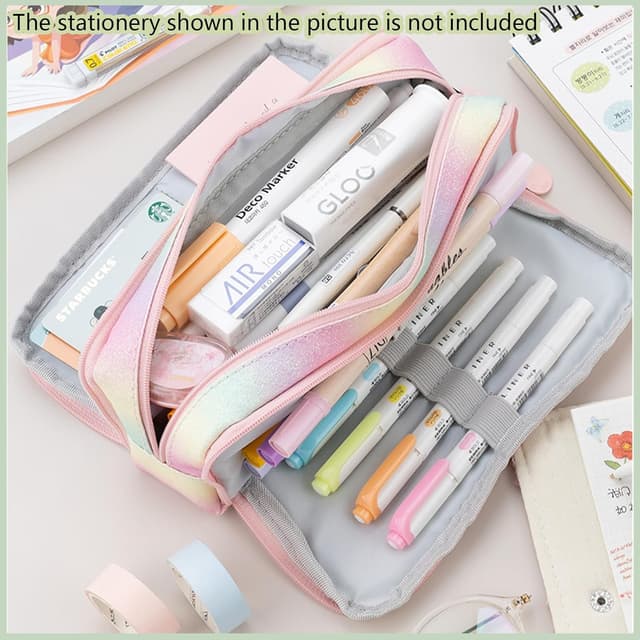 Detalle de X SIM FITNESSX Federmäppchen „3 Fach“ – großes Pencil Case mit Doppelöffnung für Schule & Büro